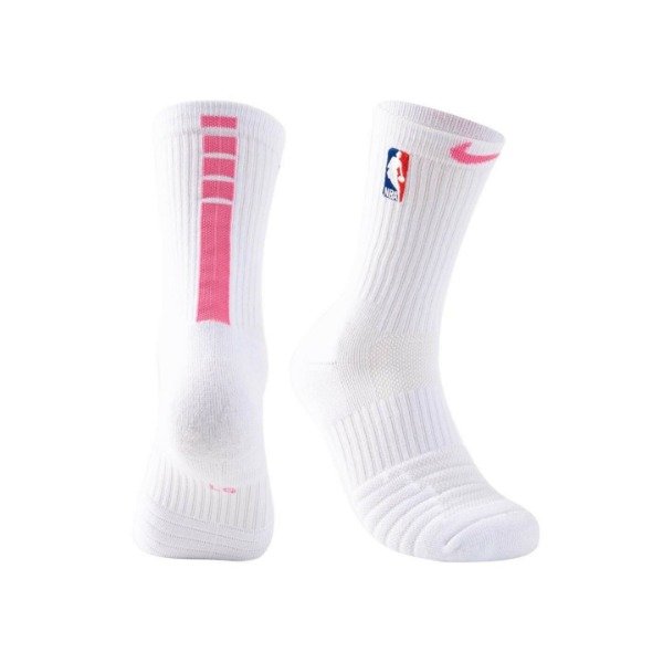 Medias Nike Elite NBA Crew – White/Pink